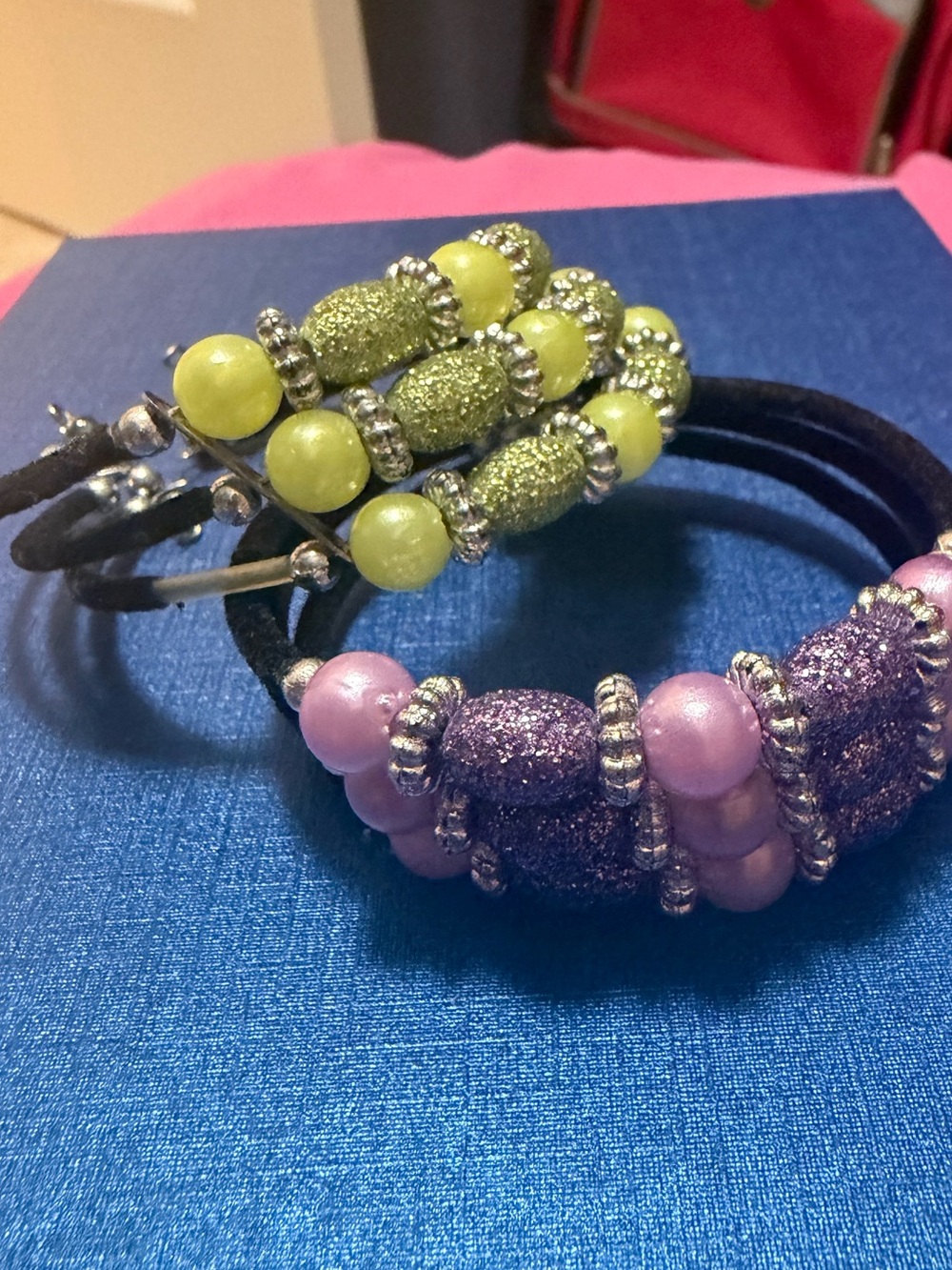 Beaded Leather Cuff Bracelets Set of 2 NWOT
